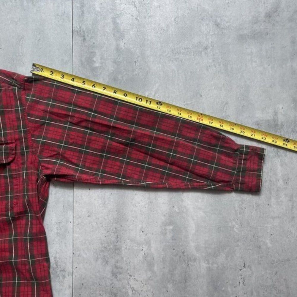 Vtg Tommy Hilfiger Shirt Plaid Red Green Long Sleeve Cotton Button Down Sz‎ M - Picture 6 of 6